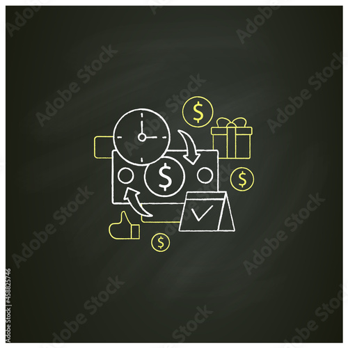 Periodic payment chalk icon. Recurring payments. Contribute funds as scheduled. Universal basic income concept. Isolated vector illustration on chalkboard