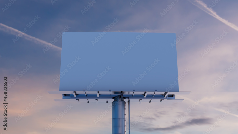 Marketing Billboard. Empty Exterior Sign against a Dusk Sky. Mockup Template. Marketing Billboard. Empty Exterior Sign against a Dusk Sky. Mockup Template.