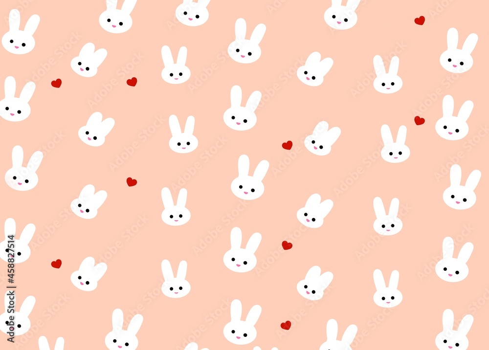 Fototapeta premium Bunny rabbit illustration cute drawing cartoon girly 