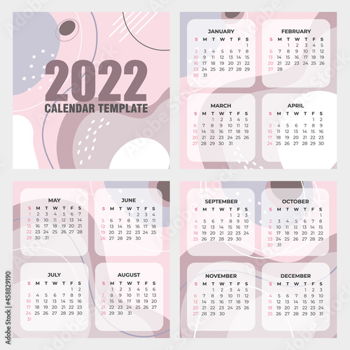 Plantillas de calendario 2022 con diseño abstracto. Ilustración vectorial.