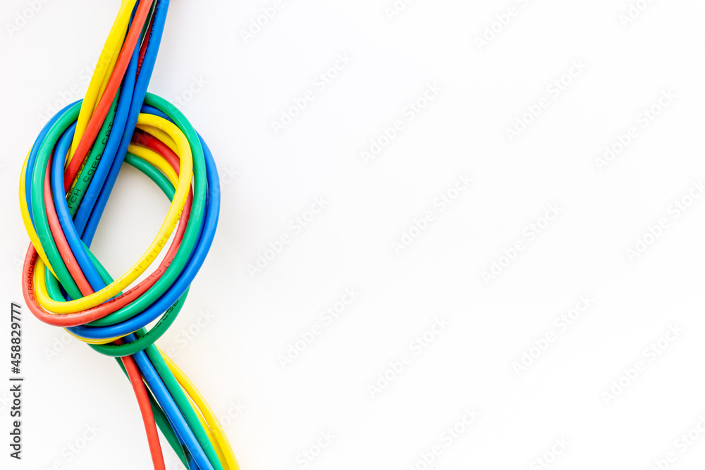 Multicolored computer cables and internet wires Multicolored computer cables and internet wires