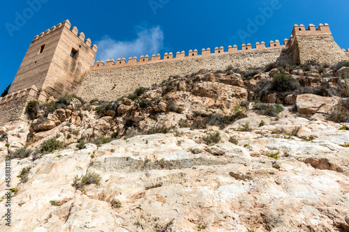 Wall of the Alcazaba of Almería, a fortified complex in Almería, Andalusia, southern Spain, Europe