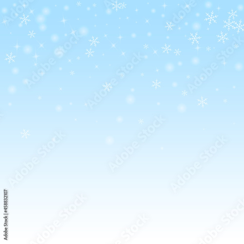 Sparse glowing snow Christmas background. Subtle f