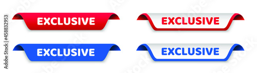 exclusive banner set template. exclusive vector ribbon label. photo