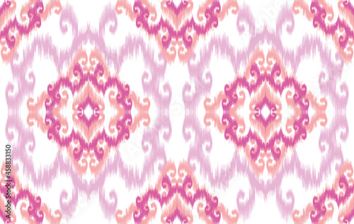 Ikat ethnic pattern. Aztec fabric carpet mandala ornament boho chevron textile decoration wallpaper. Tribal turkey African Indian traditional embroidery vector illustrations background.