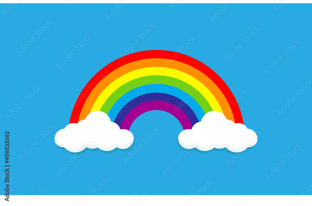 rainbow with clouds icon. isolated on background. Vector illustration.