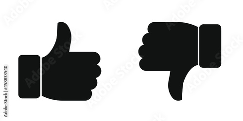 Thumbs up and thumbs down. Flat style - stock vector. photo