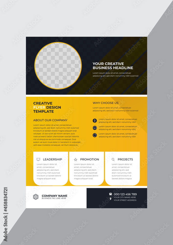 Concise yellow company business introduction flyer design template Concise yellow company business introduction flyer design template
