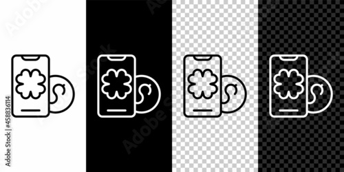 Set line Online poker table game icon isolated on black and white, transparent background. Online casino. Vector
