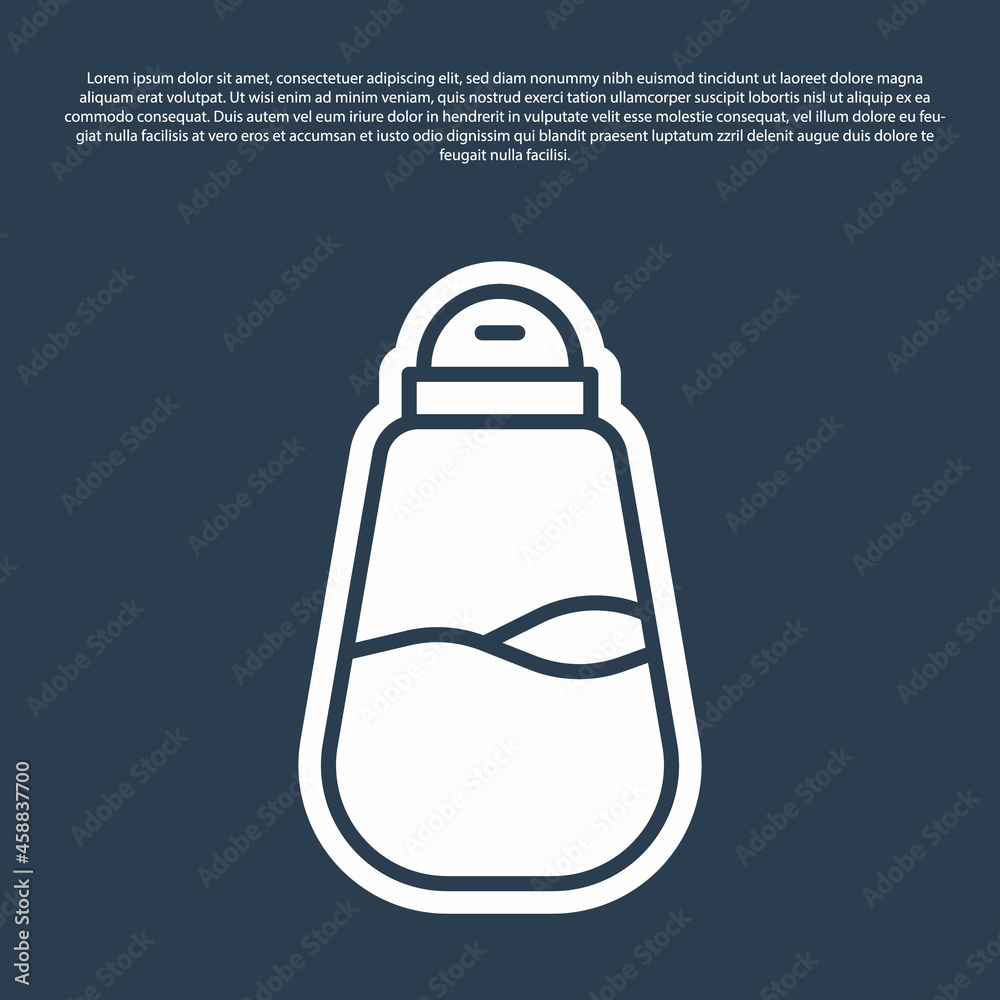 Blue line Salt icon isolated on blue background. Cooking spices. Vector