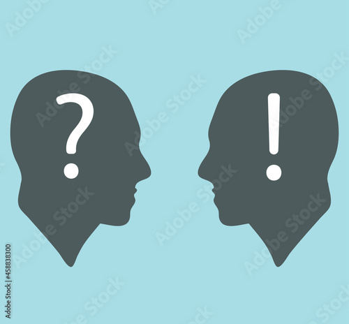 Silhouettes. Portrait. Dialogue of two men. Guys. Question and answer. Two guys are talking. Conversation. 