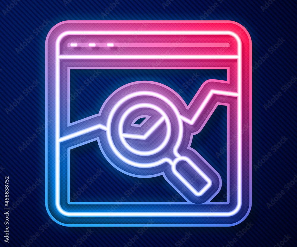 Glowing neon line Website with stocks market growth graphs and money icon isolated on blue background. Monitor with stock charts arrow on screen. Vector Glowing neon line Website with stocks market growth graphs and money icon isolated on blue background. Monitor with stock charts arrow on screen. Vector
