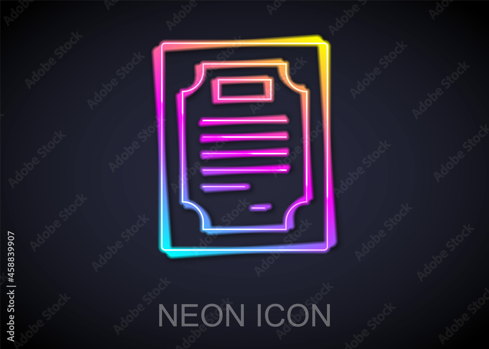 Glowing neon line Certificate template icon isolated on black background. Achievement, award, degree, grant, diploma concepts. Vector Glowing neon line Certificate template icon isolated on black background. Achievement, award, degree, grant, diploma concepts. Vector