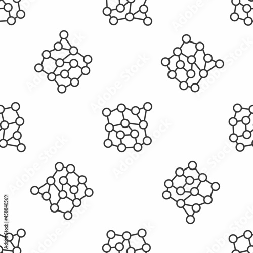 Grey line Neural network icon isolated seamless pattern on white background. Artificial intelligence AI. Vector