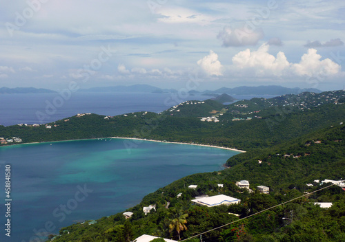 Aerial view of Magens Bay Beach in Saint Thomas, Virgin Islands photo
