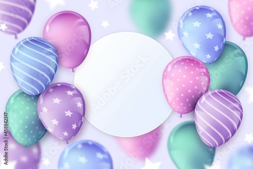 realistic happy birthday balloons background copy space vector design illustration