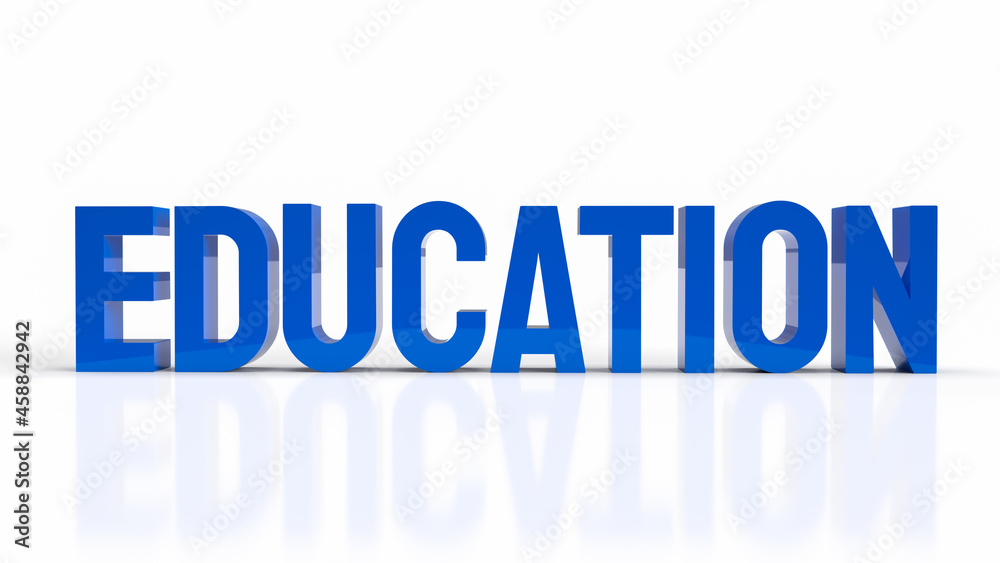Fototapeta premium blue text on white background for education concept 3d rendering