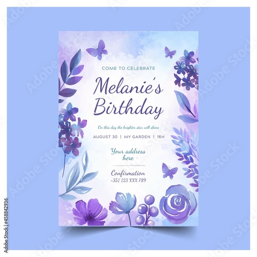 colourful floral birthday card template vector design illustration
