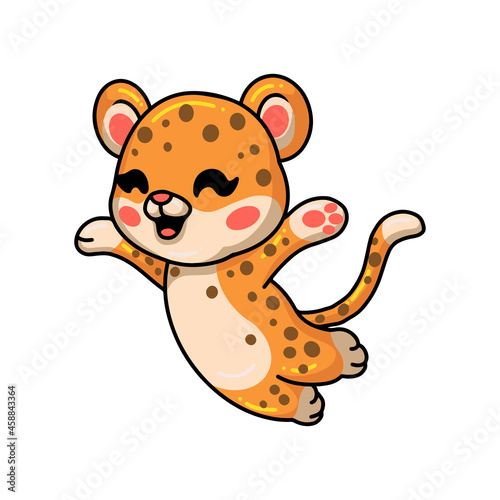 Cute happy baby leopard cartoon