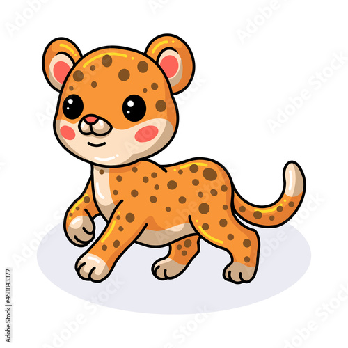 Cute happy baby leopard cartoon