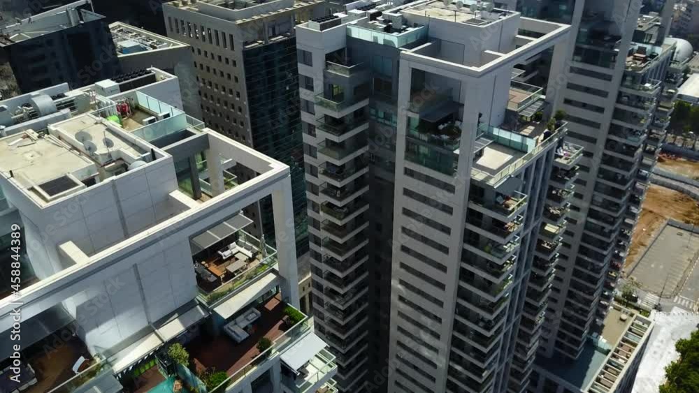 Aerial view of Tel Aviv Jaffa center, Sarona market, Azrieli, Gush dan
