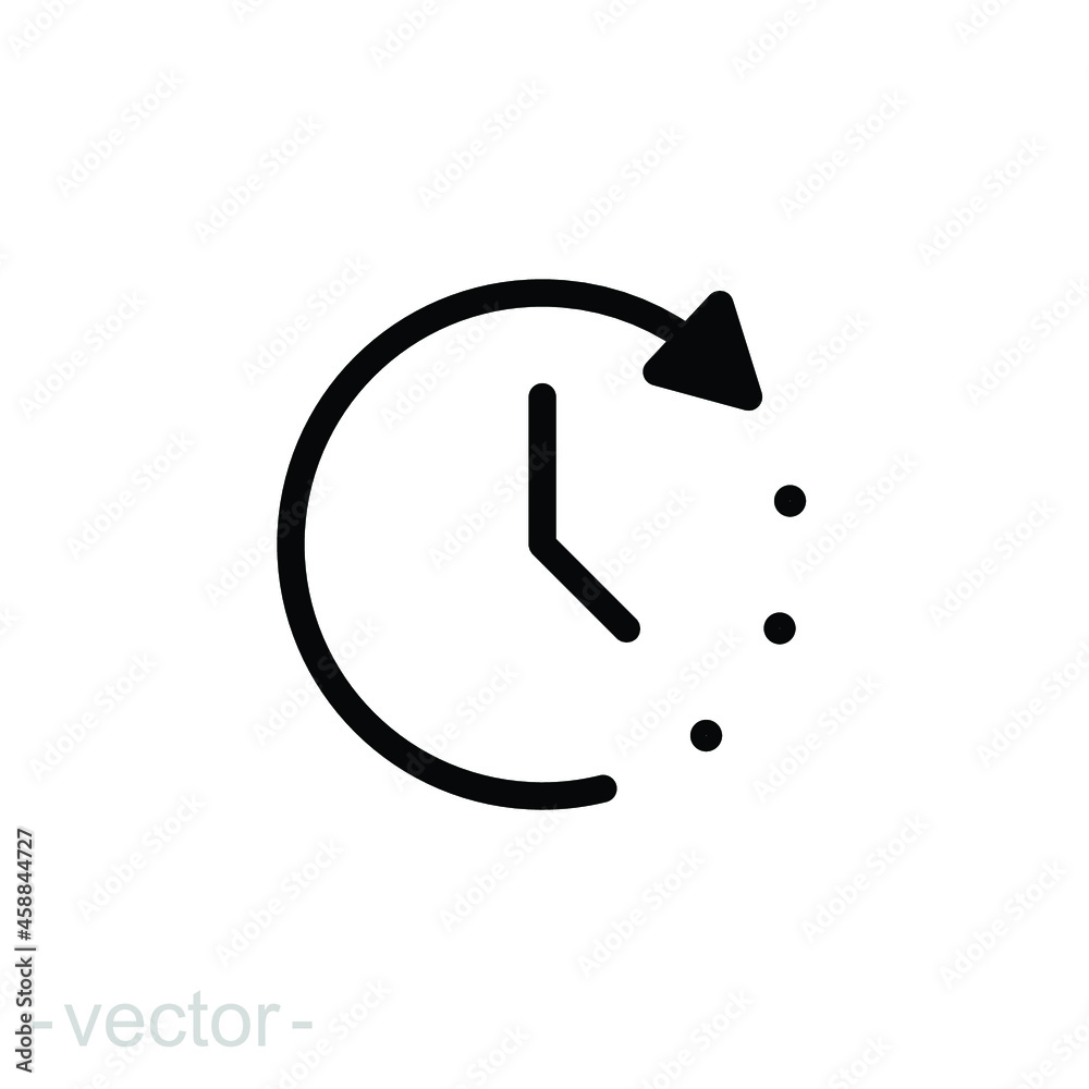 Clock time icon. Simple outline style. Timer, hour, minute, flat, business, speed, alarm, 24, stopwatch, circle, watch concept. Vector illustration isolated on white background editable stroke EPS 10 Clock time icon. Simple outline style. Timer, hour, minute, flat, business, speed, alarm, 24, stopwatch, circle, watch concept. Vector illustration isolated on white background editable stroke EPS 10