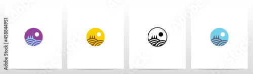 Hill With Trees Letter Logo Design O