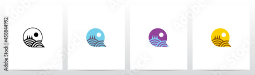 Hill With Trees Letter Logo Design Q