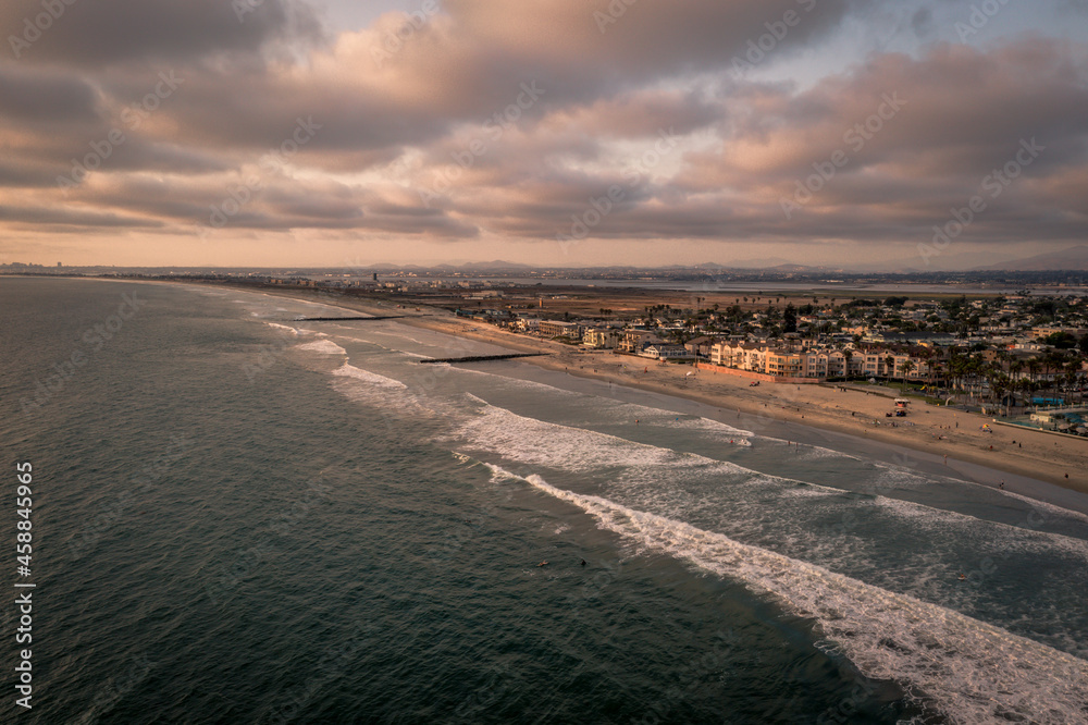 City of Imperial Beach in San Diego, California with pretty sunset clouds