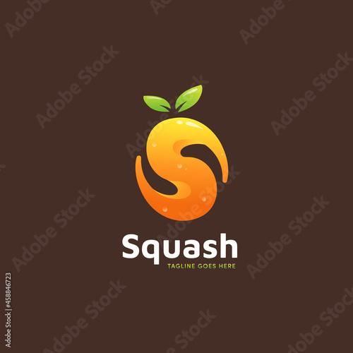 Squash orange juice smoothies logo icon in letter S shape