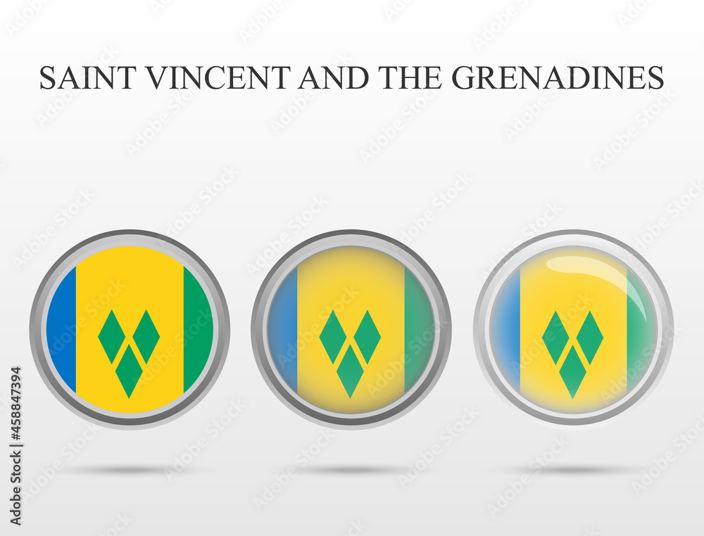 Flag of Saint Vincent and The Grenadines in the form of a circle Flag of Saint Vincent and The Grenadines in the form of a circle