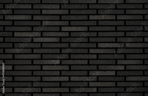 Luxury black brick wall texture background. Modern stone brickwork backdrop. 