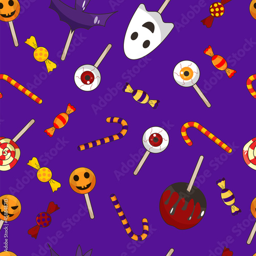 seamless pattern for Halloween with sweets. vector design element. the background is a multi-colored background with sweets.