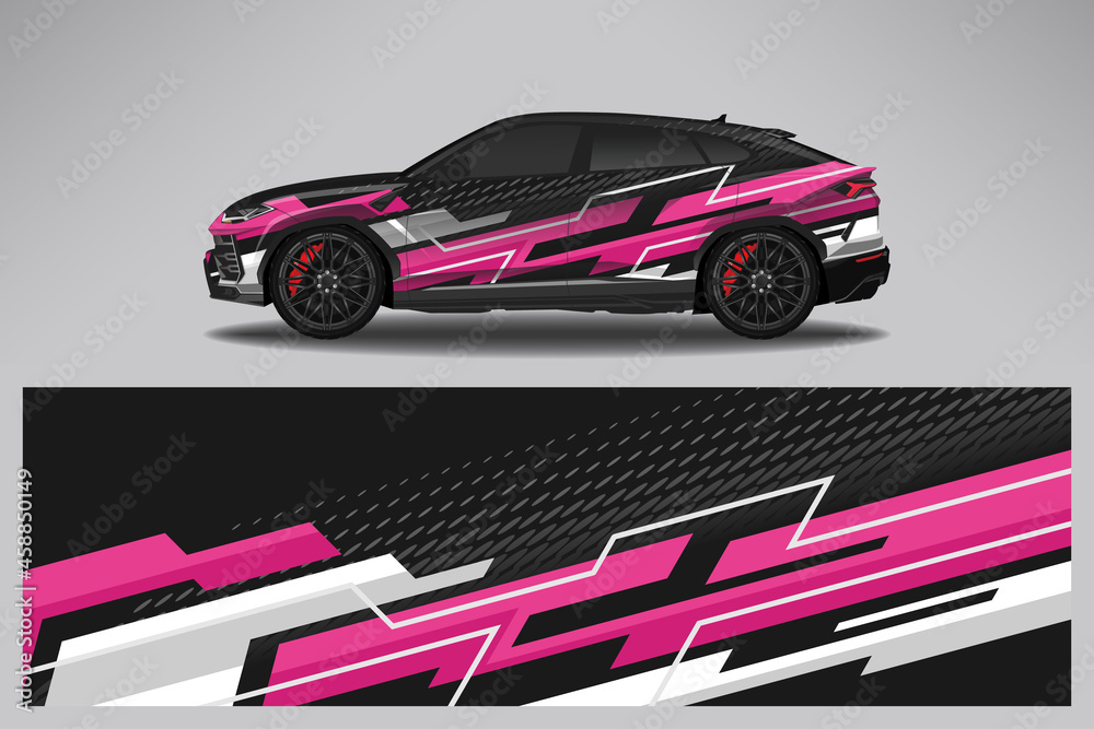 Wrap car vector design decal. Graphic abstract line racing background design for vehicle, race car, rally, adventure livery camouflage. Wrap car vector design decal. Graphic abstract line racing background design for vehicle, race car, rally, adventure livery camouflage.