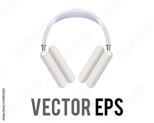 The vector white headphones icon, used to listen music or other audio