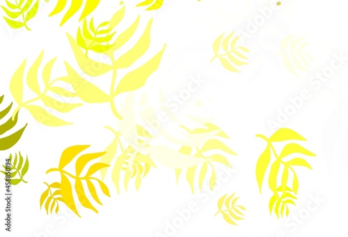 Light Green, Yellow vector doodle background with leaves.
