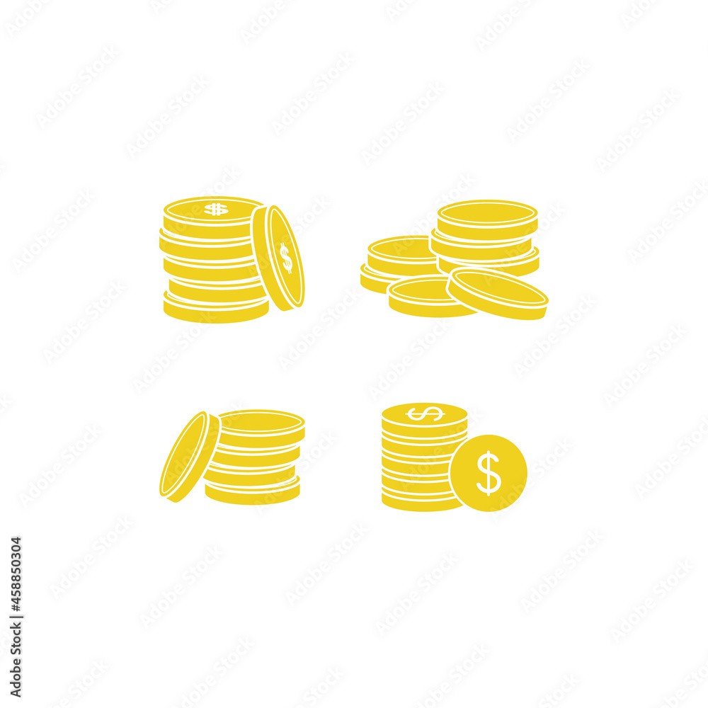 Coin stack icon set design template illustration isolated