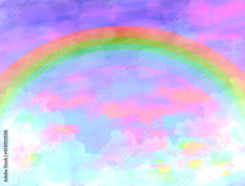 異世界の虹　背景　壁紙
