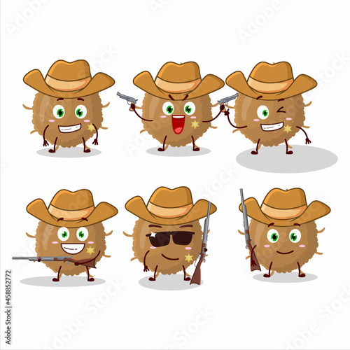 Cool cowboy beta coronavirus cartoon character with a cute hat