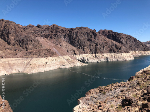 hoover dam panorama and lake level