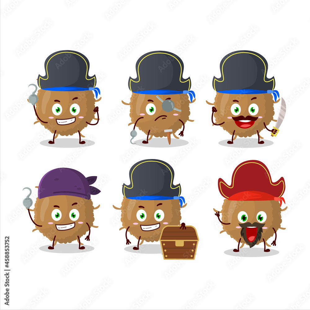 Cartoon character of beta coronavirus with various pirates emoticons Cartoon character of beta coronavirus with various pirates emoticons