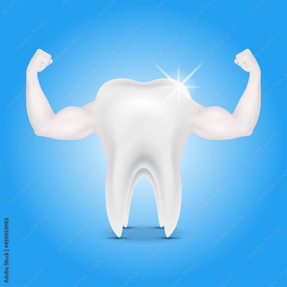 Vecteur Stock Muscle hand healthy and tooth strong sparkling white