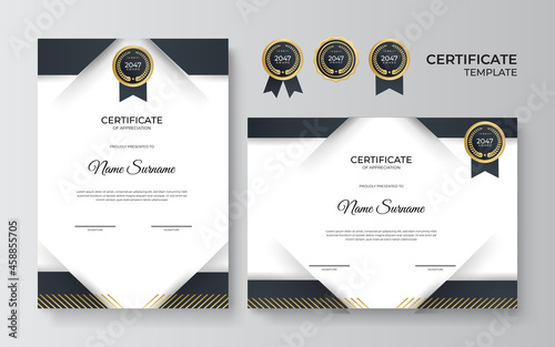 Modern black and gold certificate template