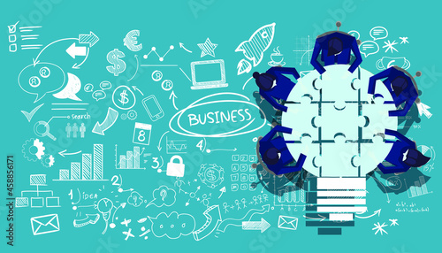 Community trading market analysis  Business group Brainstorm working,connect jigsaw pieces,for  success,plan,think,search,analyze,communicate, futuristic idea innovation technology modern.vector