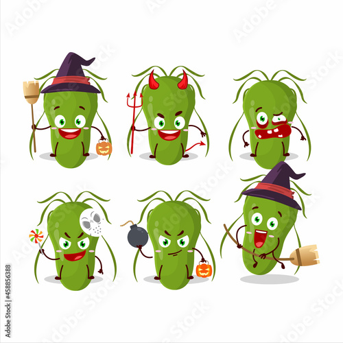 Halloween expression emoticons with cartoon character of contagious