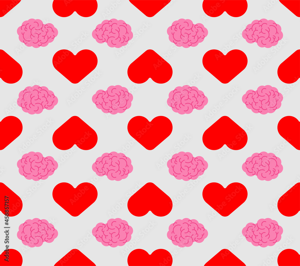 Heart and brain pattern seamless. vector background