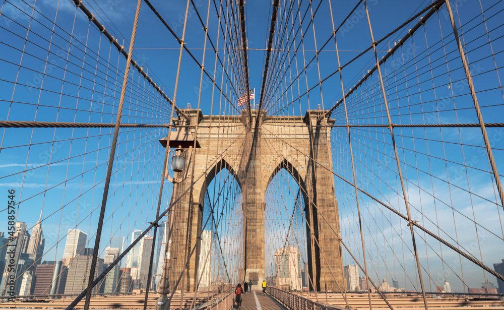 Obraz premium Close up Brooklyn Bridge in New York City USA 