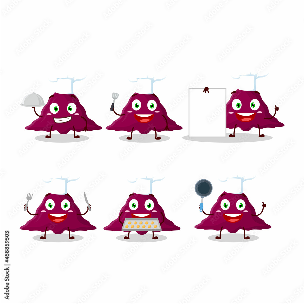 Obraz premium Cartoon character of delta covirus with various chef emoticons