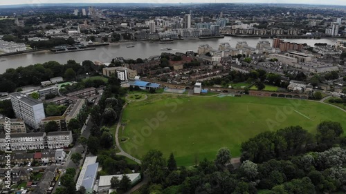 Beautiful aerial shot of the park in the isle of dogs photo