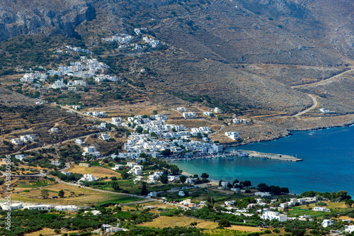 Panorama view of Aegiali and Lagada village in Amorgos island Greece